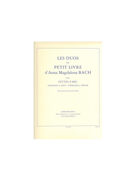 Petit Livre D'anna Magdalena Bach (recorders 2)