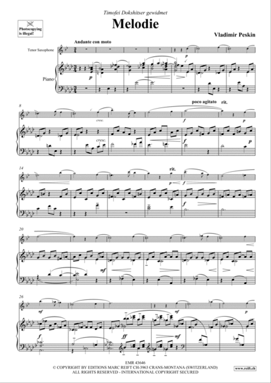 Melodie Melodie Tenor Saxophone scores gallery preview page 3