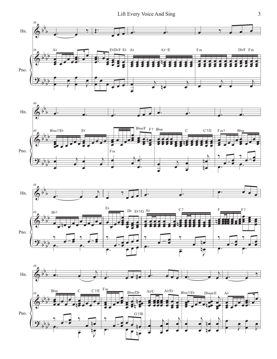 Lift Every Voice And Sing (French Horn solo and Piano) Voice scores gallery preview page 4