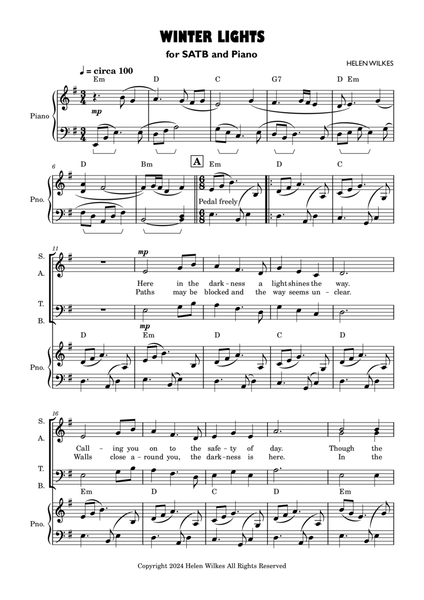 Winter Lights for Mixed Voices (SATB) and Piano image number null