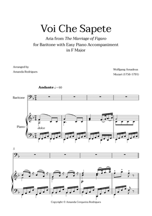 Voi Che Sapete from "The Marriage of Figaro" - Easy Baritone and Piano Aria Duet in F Major