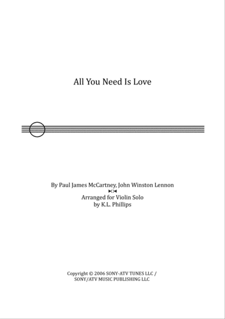 All You Need Is Love Violin Solo scores gallery preview page 1