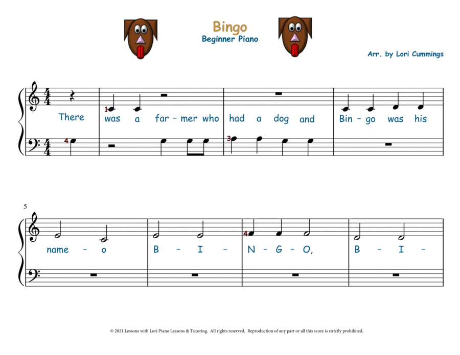 Bingo Piano Method scores gallery preview page 1
