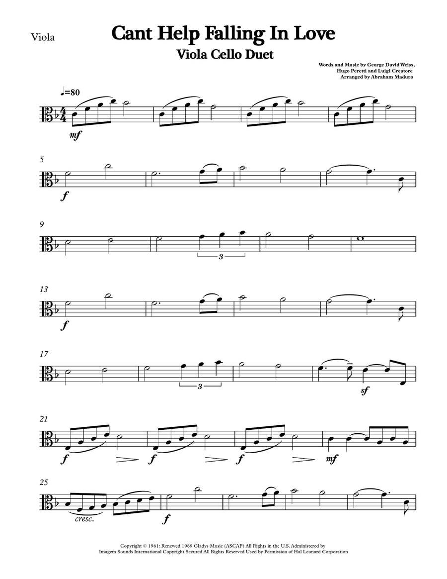 Can't Help Falling In Love String Duet scores gallery preview page 4