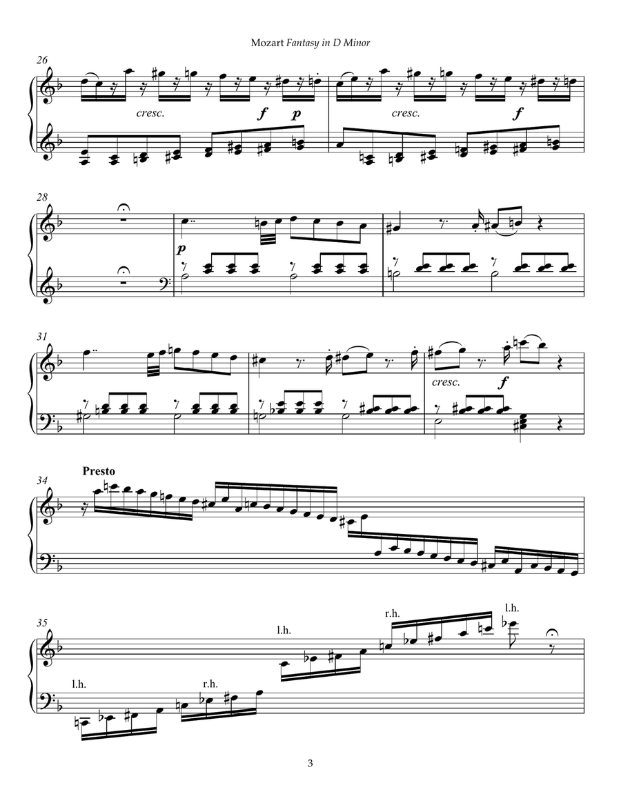 Fantasy in D Minor, K. 397 Piano Solo scores gallery preview page 3