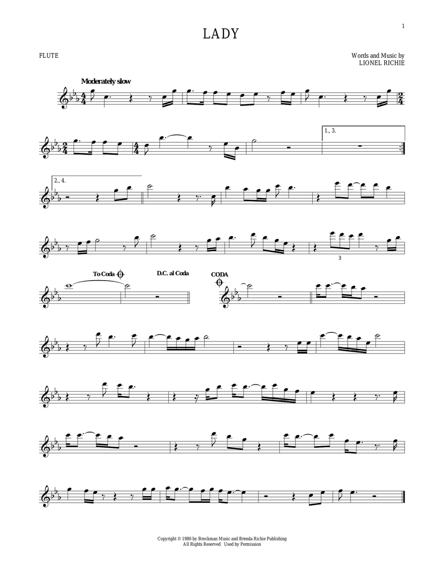 Lady Lady Flute Solo scores gallery preview page 1
