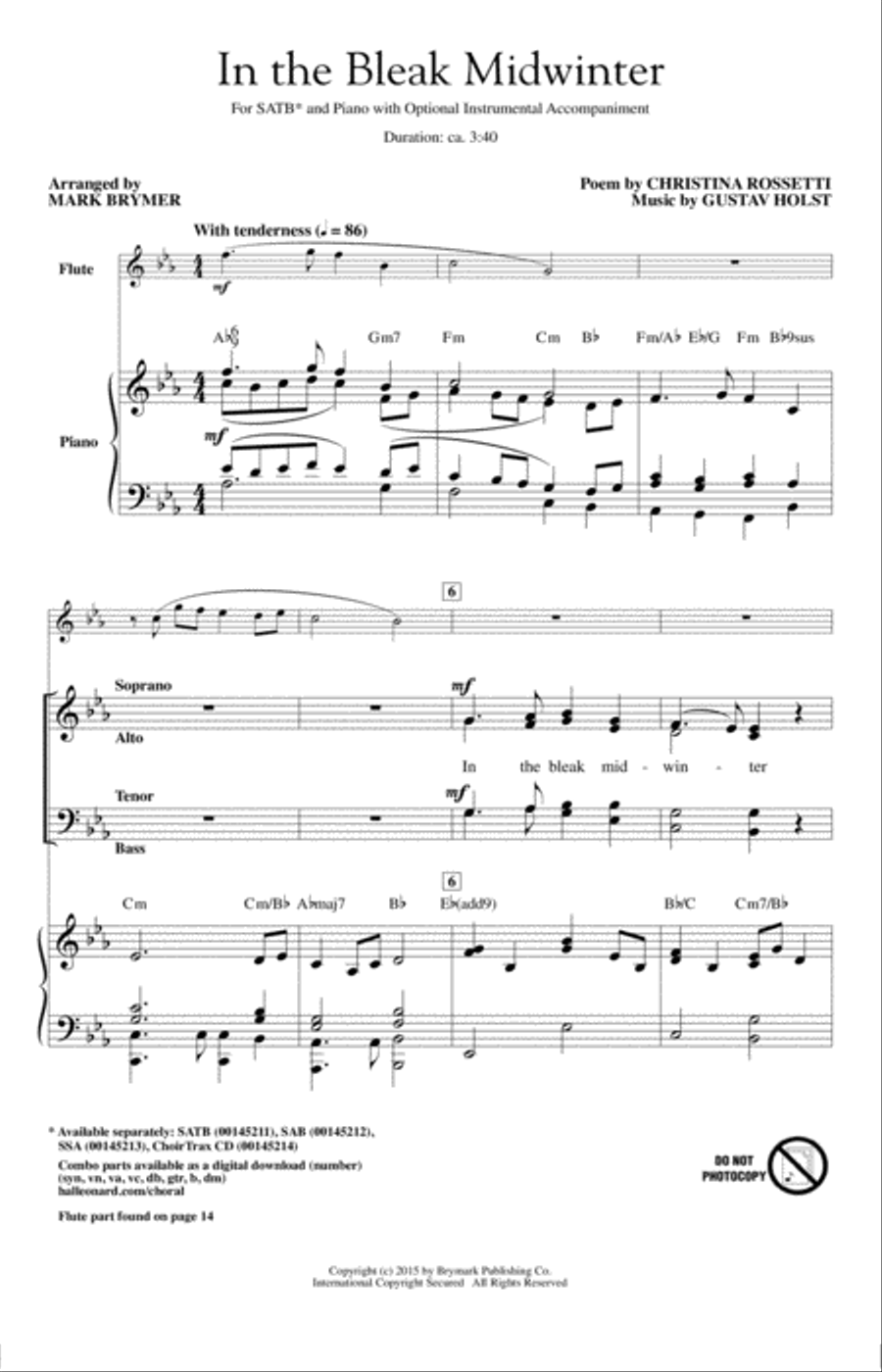 In The Bleak Midwinter 4-Part scores gallery preview page 1