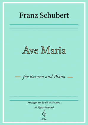 Ave Maria by Schubert - Bassoon and Piano (Full Score and Parts)