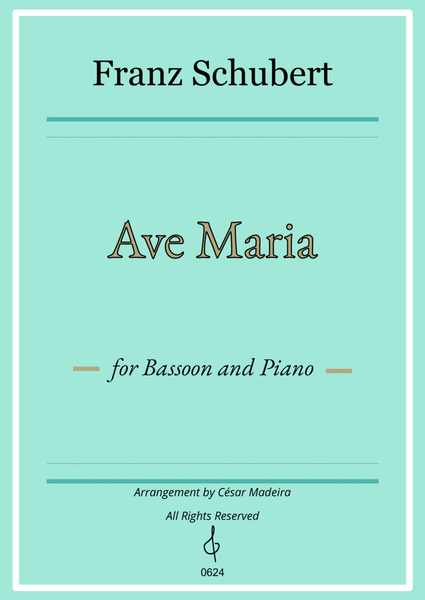 Ave Maria by Schubert - Bassoon and Piano (Full Score and Parts) image number null