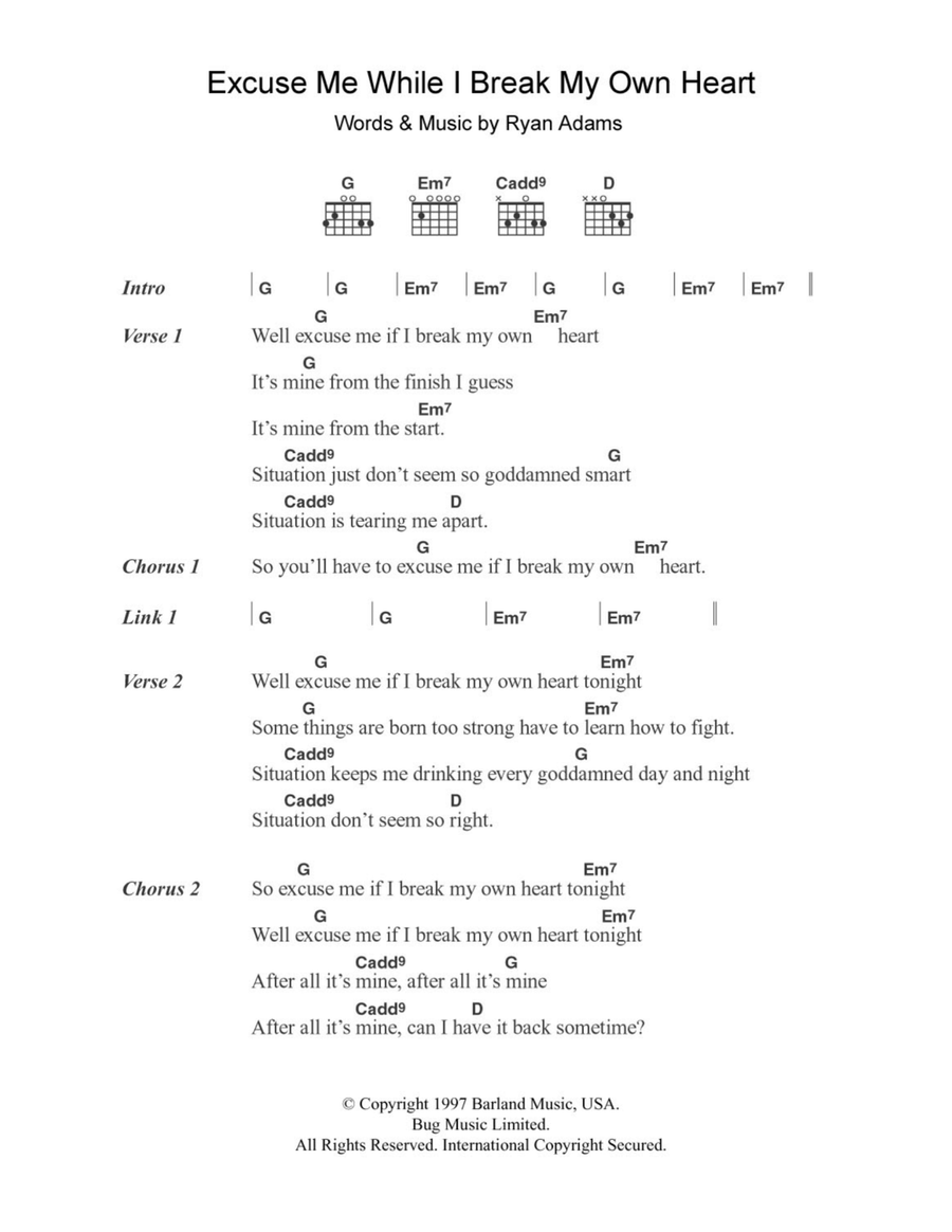 Excuse Me While I Break My Own Heart Tonight Acoustic Guitar scores gallery preview page 1