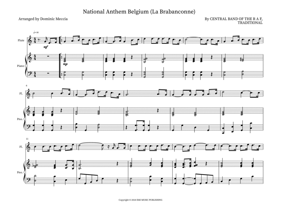 National Anthem Belgium (La Brabanconne) Woodwind Duet scores gallery preview page 1