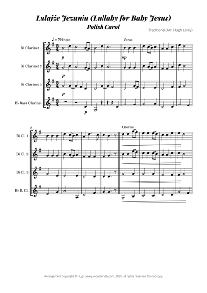 Lulajże Jezuniu (Lullaby for Baby Jesus) - Traditional Polish Carol - Clarinet Quartet image number null