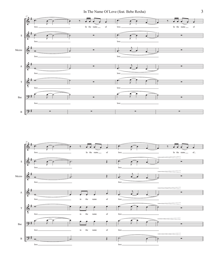 In The Name Of Love (feat. Bebe Rexha) 4-Part scores gallery preview page 3