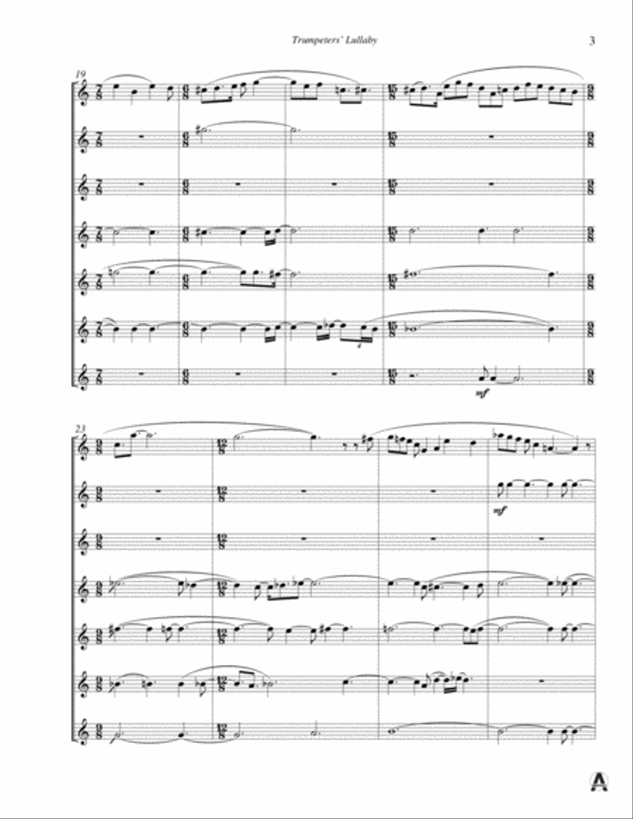 Trumpeters' Lullaby Brass Quintet scores gallery preview page 5