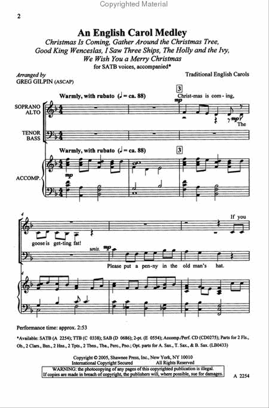 An English Carol Medley An English Carol Medley 4-Part scores gallery preview page 2