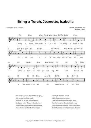 Bring a Torch, Jeanette, Isabella (Key of G-Flat Major)