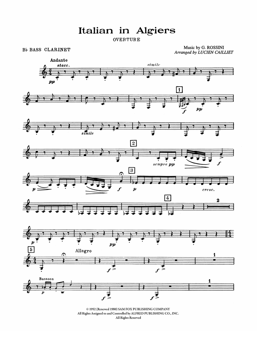 Italian in Algiers: B-flat Bass Clarinet