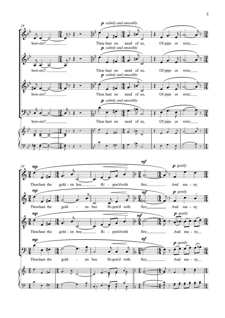 A Summer Garland (choral suite for mixed choir unaccompanied) Divisi scores gallery preview page 5