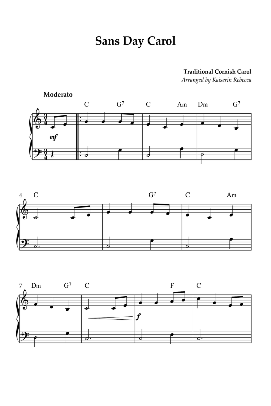 Sans Day Carol Sans Day Carol Piano Method scores gallery preview page 1
