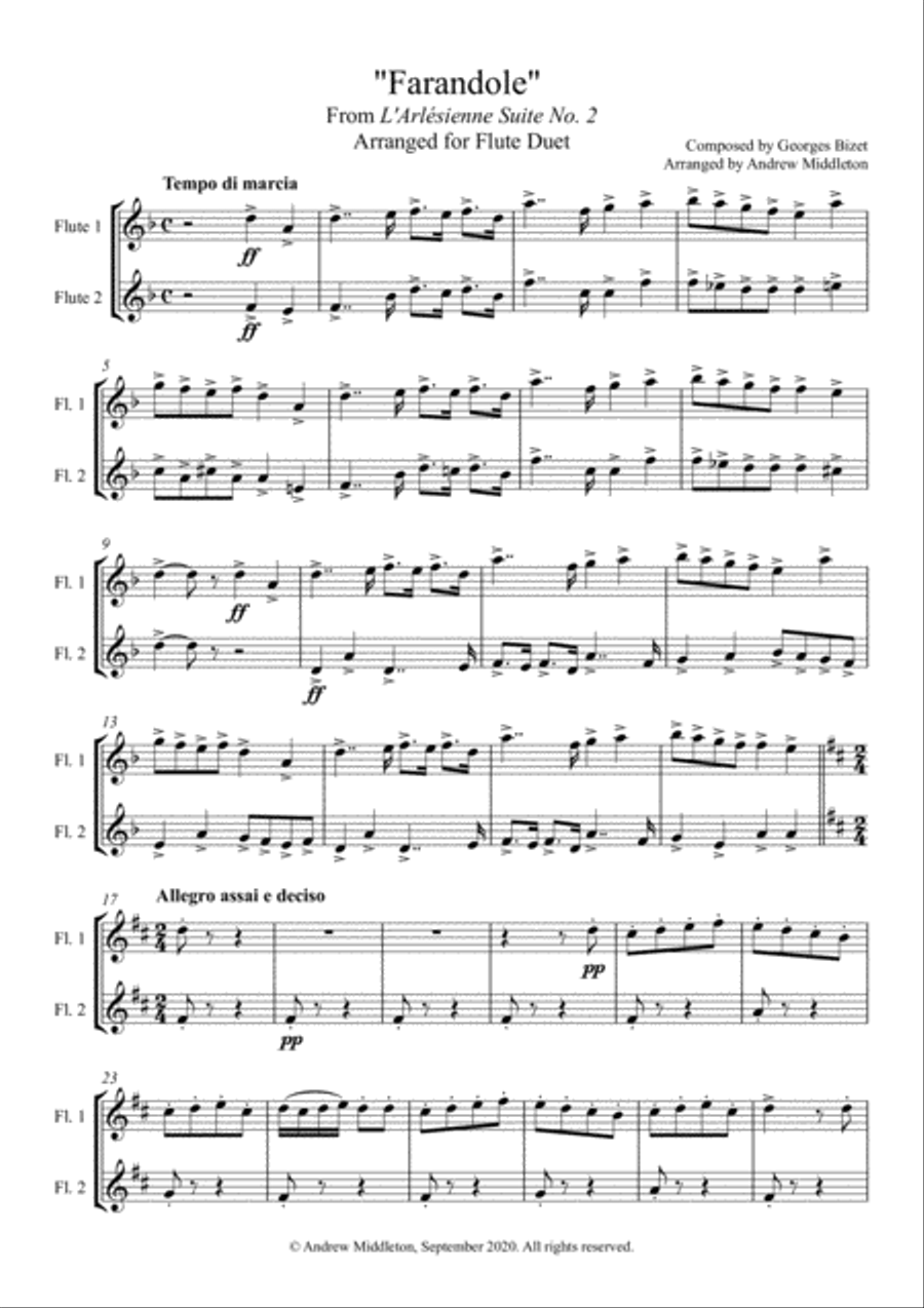 Farandole from L'Arlesienne Suite No. 2 arranged for Flute Duet Flute Duet scores gallery preview page 3