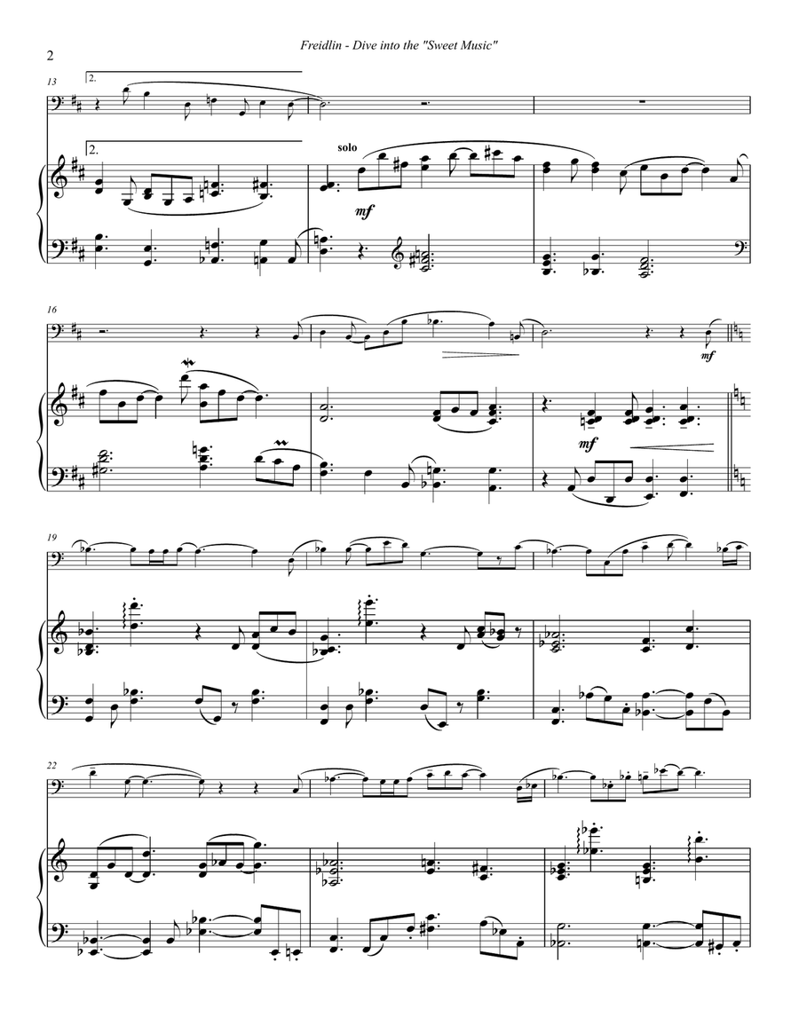 Dive Into The Sweet Music for Trombone and Piano Piano scores gallery preview page 2