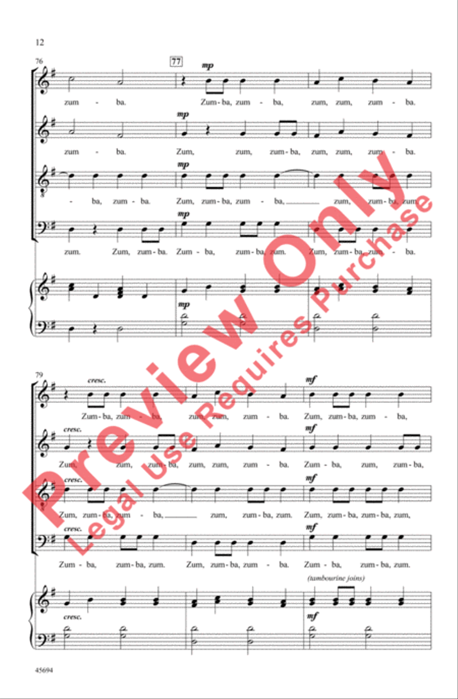 Zumba, Zumba 4-Part scores gallery preview page 12