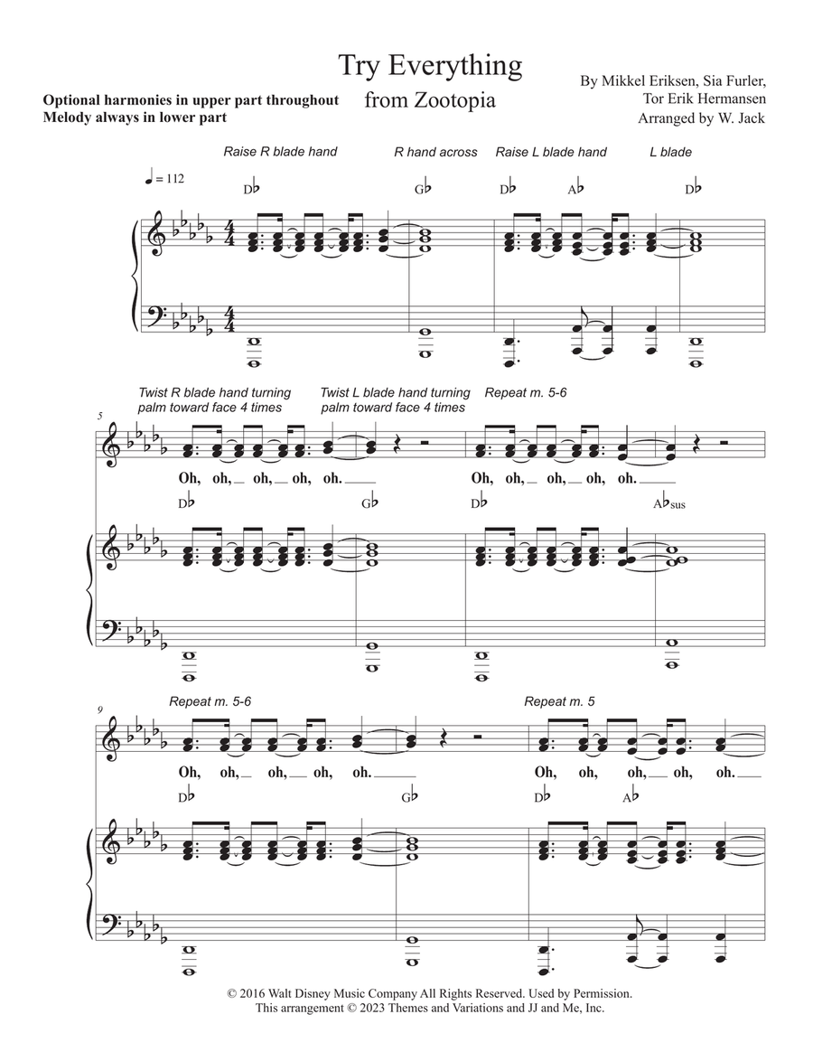 Try Everything Unison Choir scores gallery preview page 1
