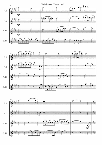 Variations on Just As I Am (Flute Quartet - 2 flutes, alto and bass flutes) image number null