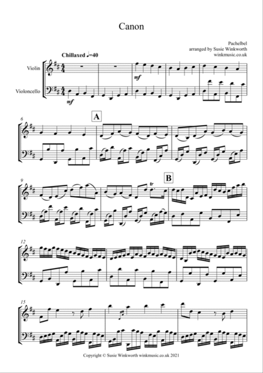 Pachelbel Canon String Duet scores gallery preview page 3
