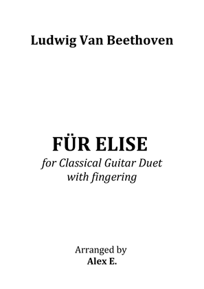 Für Elise - for Classical Guitar Duet with fingering