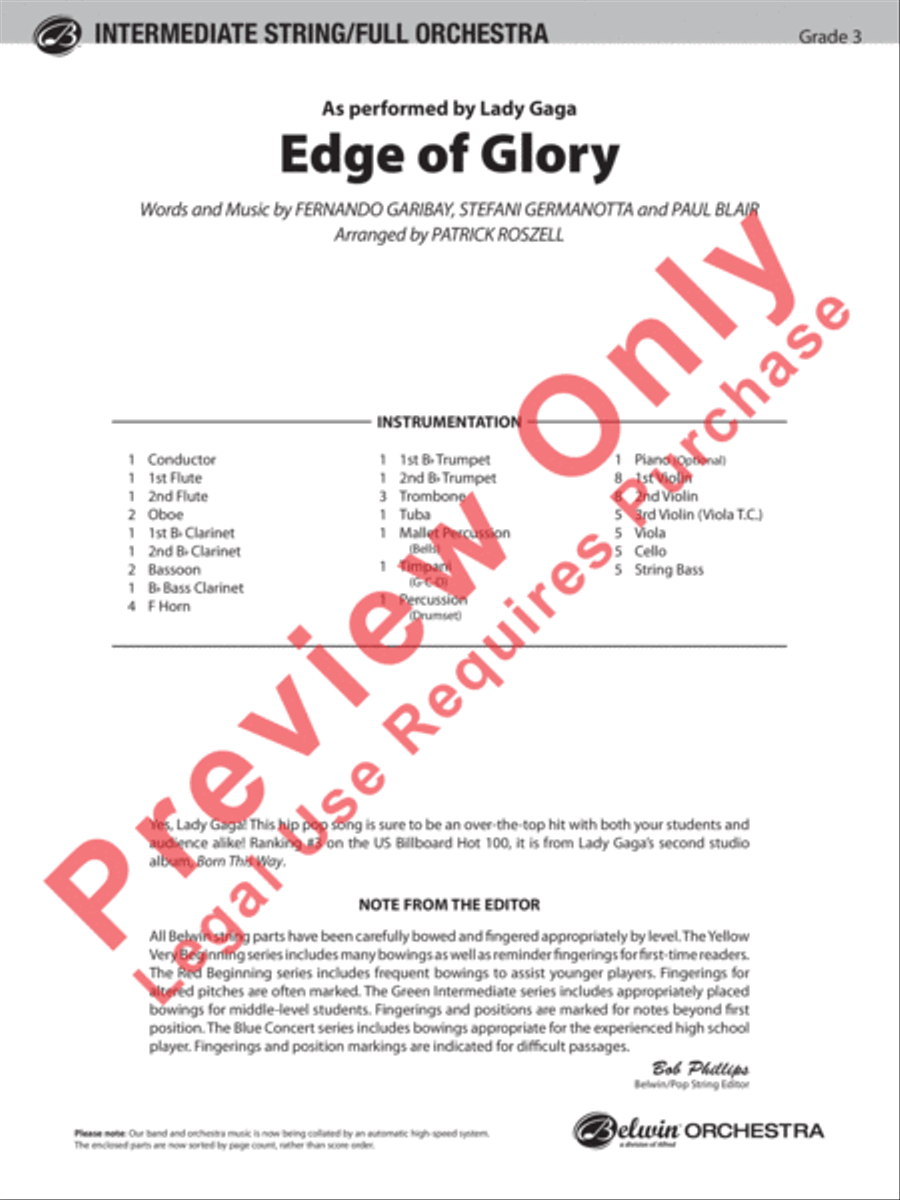 Edge of Glory Full Orchestra scores gallery preview page 2