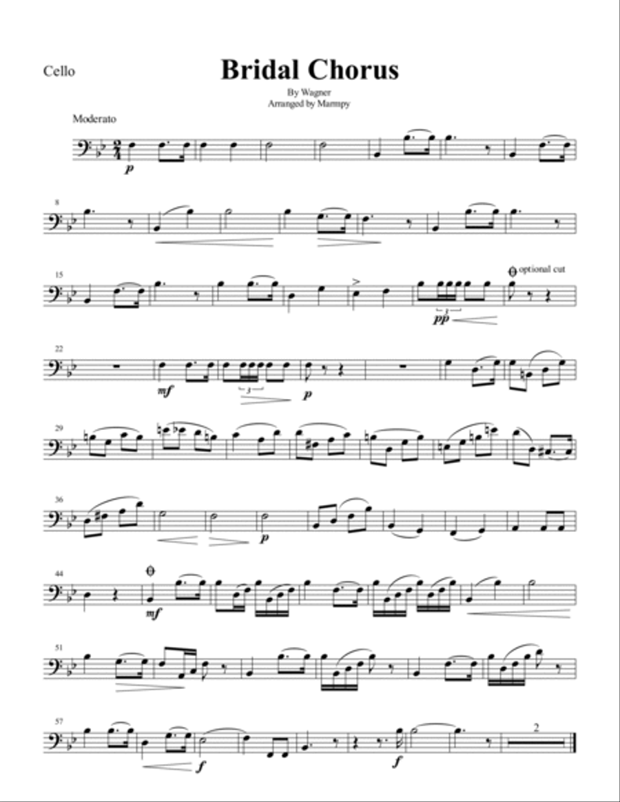 Bridal Chorus by Wagner (arranged for String Quartet) String Quartet scores gallery preview page 4