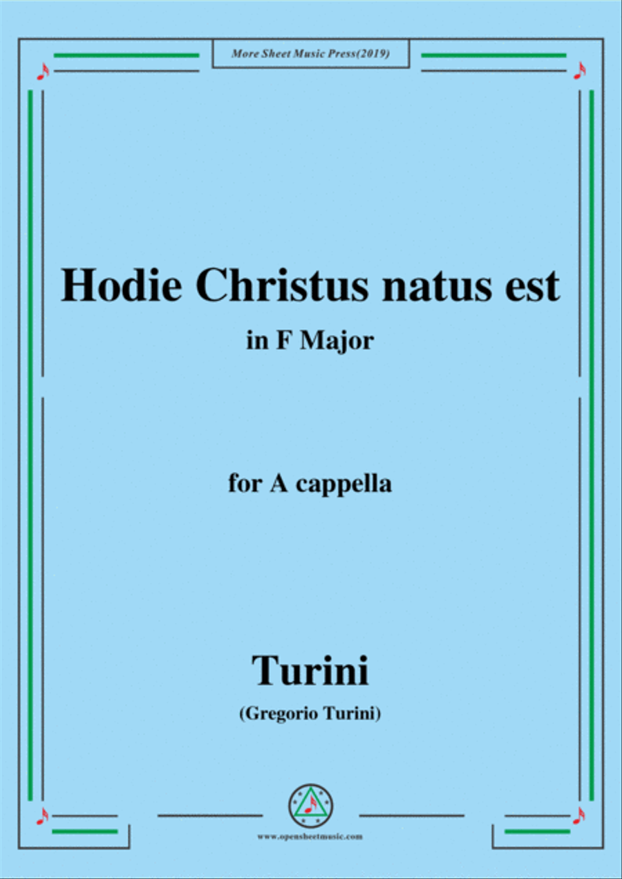 Turini-Hodie Christus natus est,in F Major,for A cappella 4-Part scores gallery preview page 1