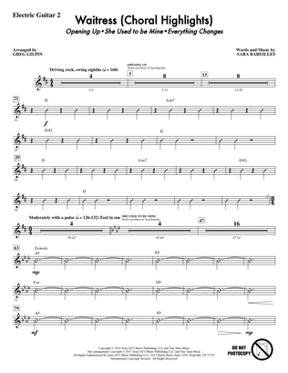 Book cover for Waitress (Choral Highlights) (arr. Greg Gilpin) - Guitar 2