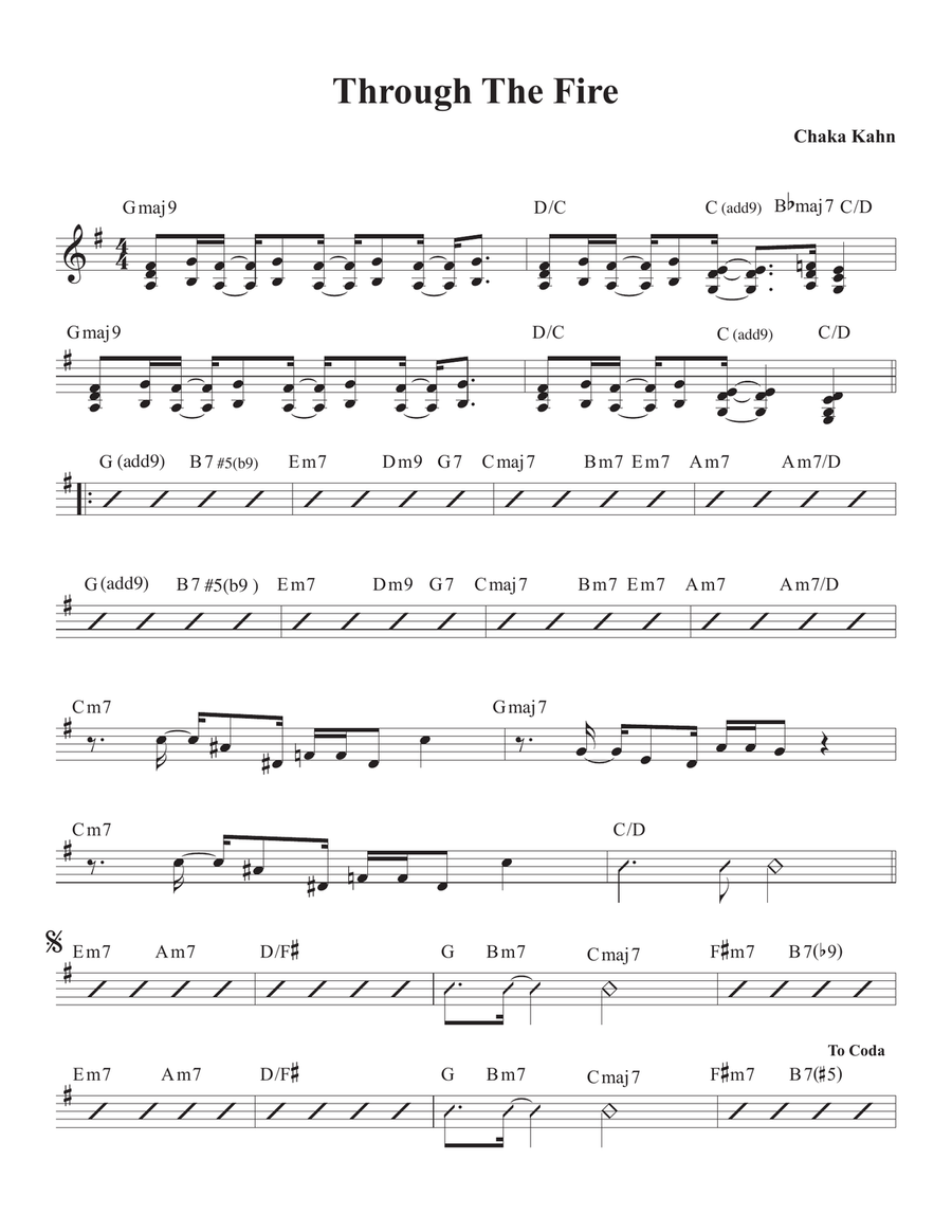 Through The Fire Through The Fire Piano, Vocal scores gallery preview page 1