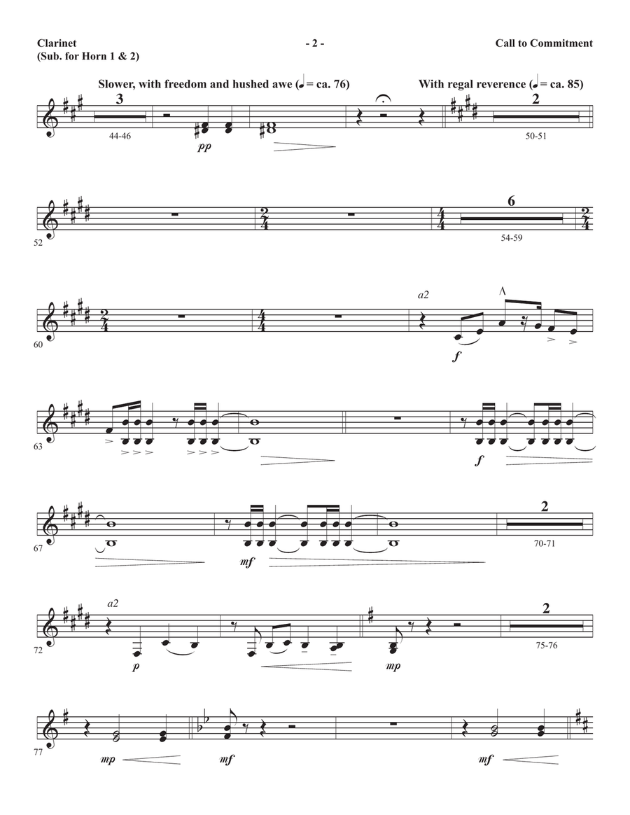 Call To Commitment - Clarinet (sub. Horn 1-2) Choir scores gallery preview page 2