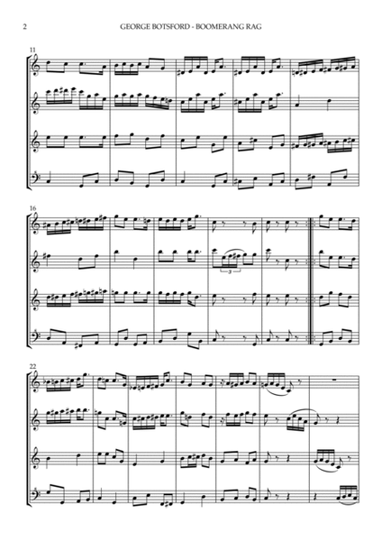 George Botsford - Boomerang Rag (Ragtime) - for recorder quartet image number null