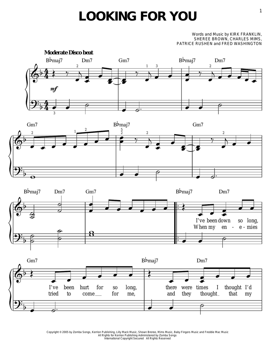 Looking For You Looking For You Easy Piano scores gallery preview page 1
