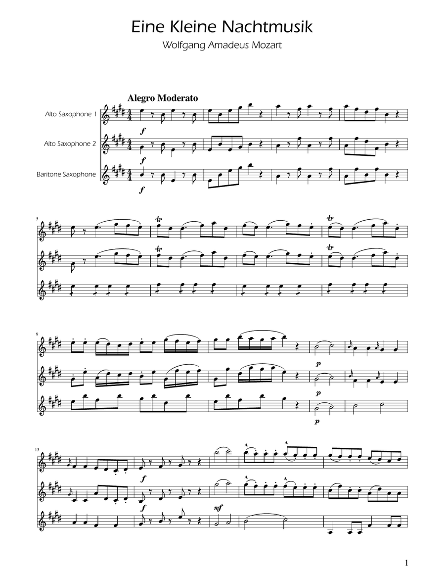 Mozart: Eine Kleine Nachtmusik (K.525) - Sax Trio AAB