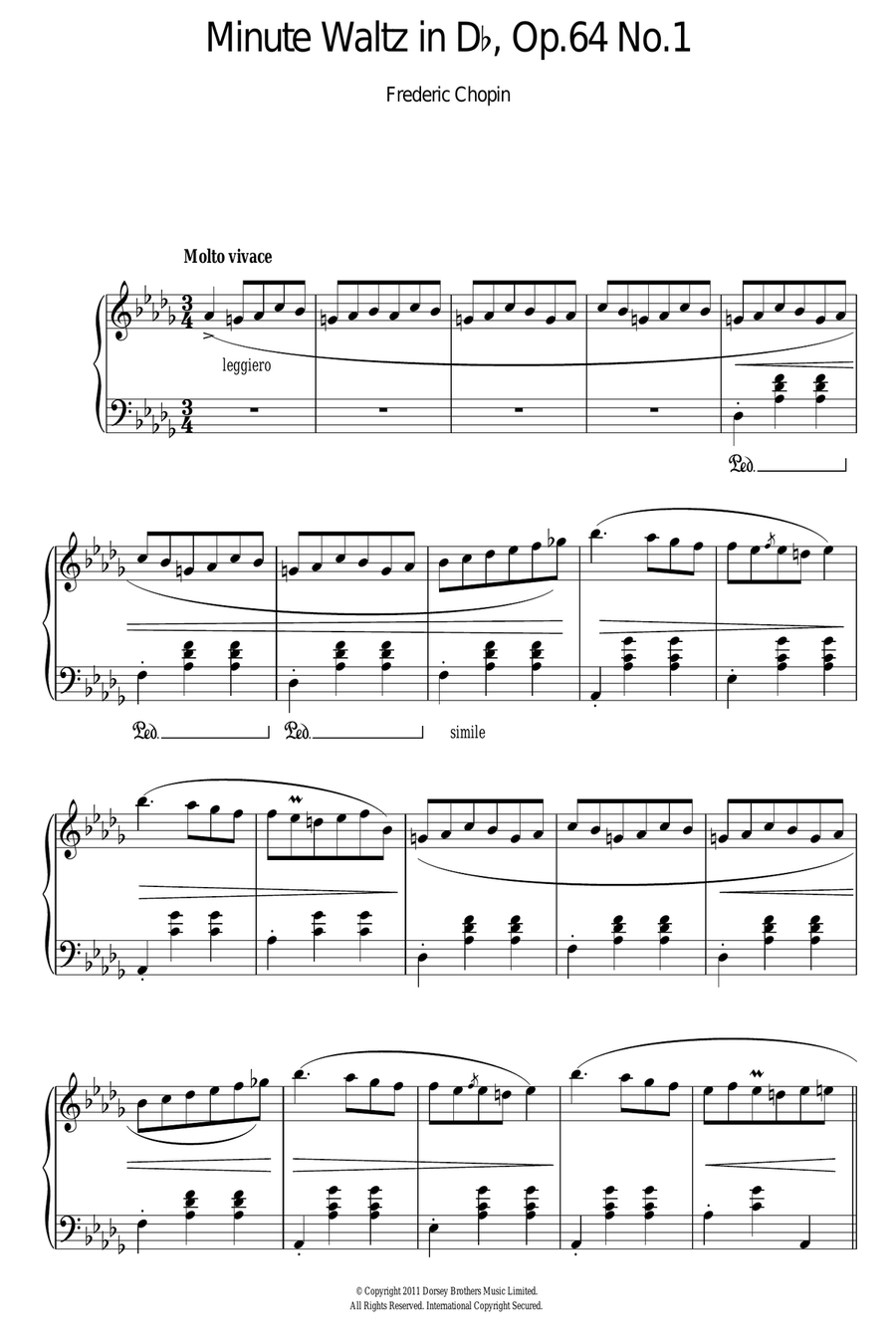 Minute Waltz in D flat major Op. 64 No. 1 Piano Solo scores gallery preview page 1