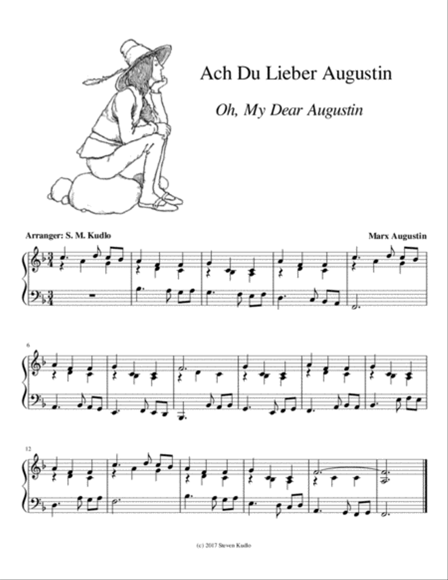 Ach Du Leiber Augustin Ach Du Leiber Augustin Piano Solo scores gallery preview page 1