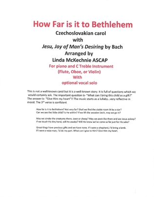 How Far is it to Bethlehem, Czechoslovakian carol with Jesu, Joy by Bach- arr. Linda McKechnie FOR P