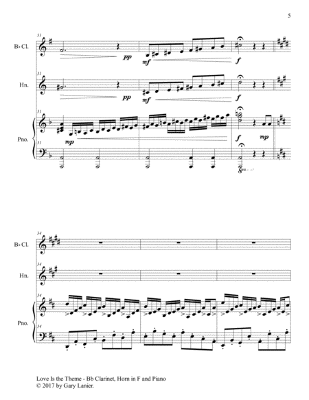 LOVE IS THE THEME (Trio – Bb Clarinet, Horn in F & Piano with Score/Part) image number null