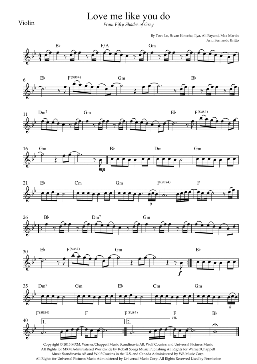 Love Me Like You Do Love Me Like You Do Violin Solo scores gallery preview page 1