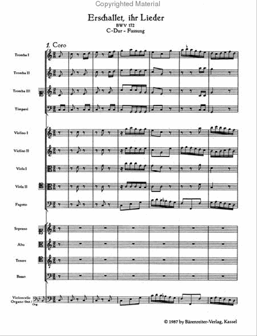 Erschallet, ihr Lieder, BWV 172 4-Part scores gallery preview page 2