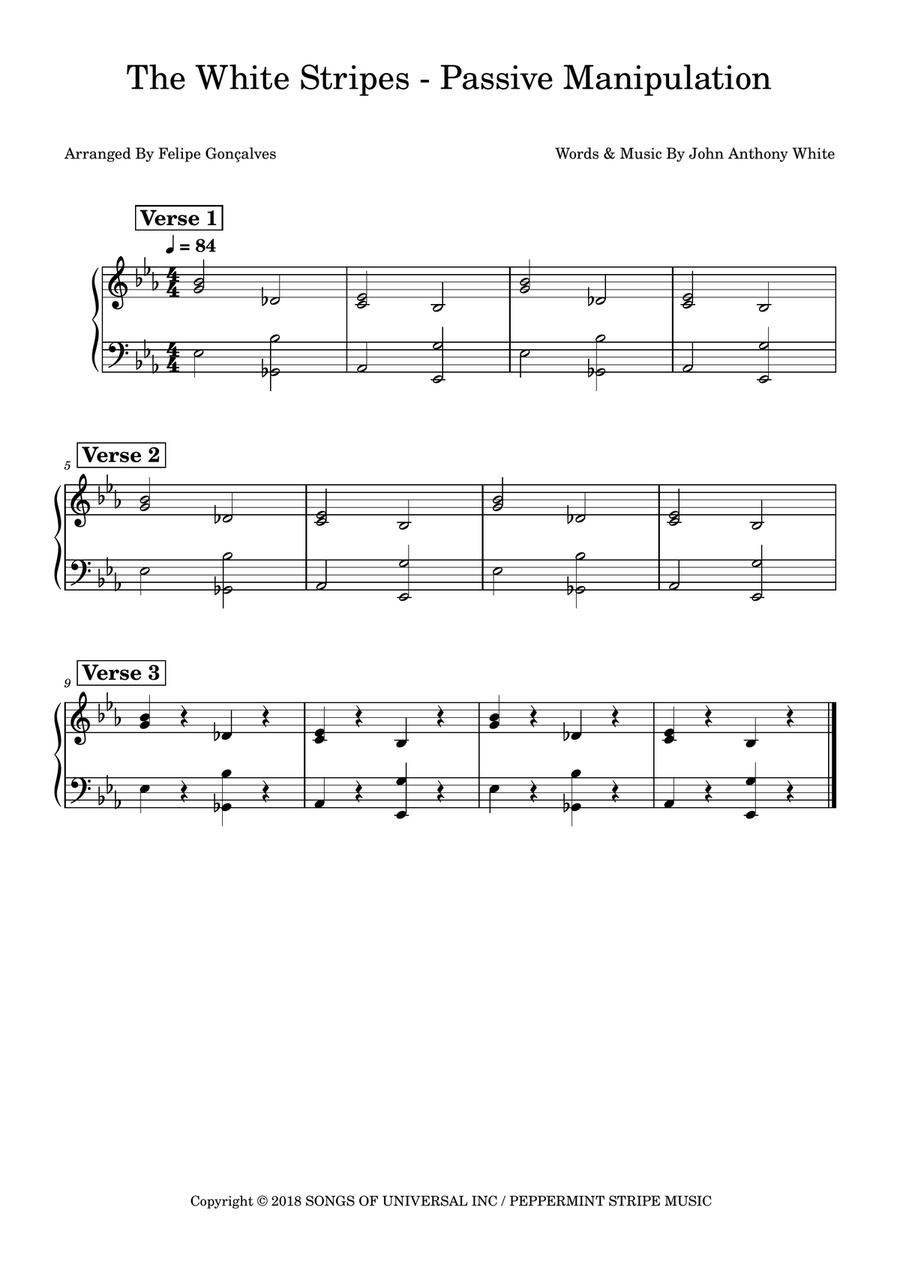 Passive Manipulation Easy Piano scores gallery preview page 1