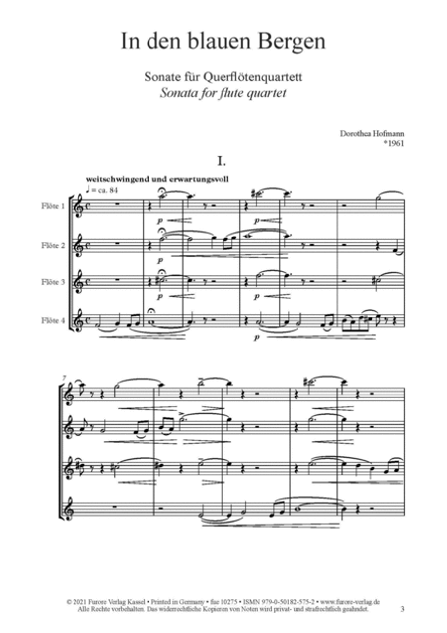 In den blauen Bergen (In the blue hills) Flute Quartet scores gallery preview page 2