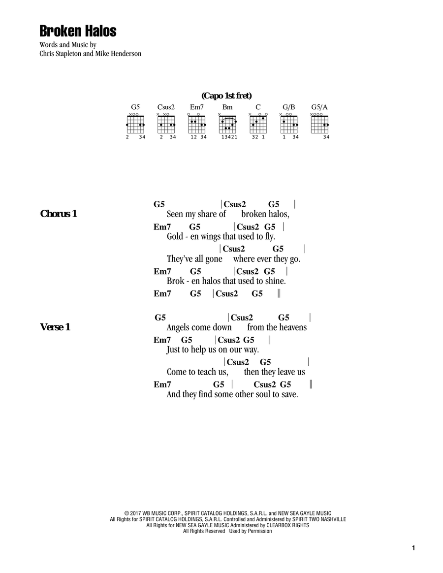 Broken Halos Acoustic Guitar scores gallery preview page 1