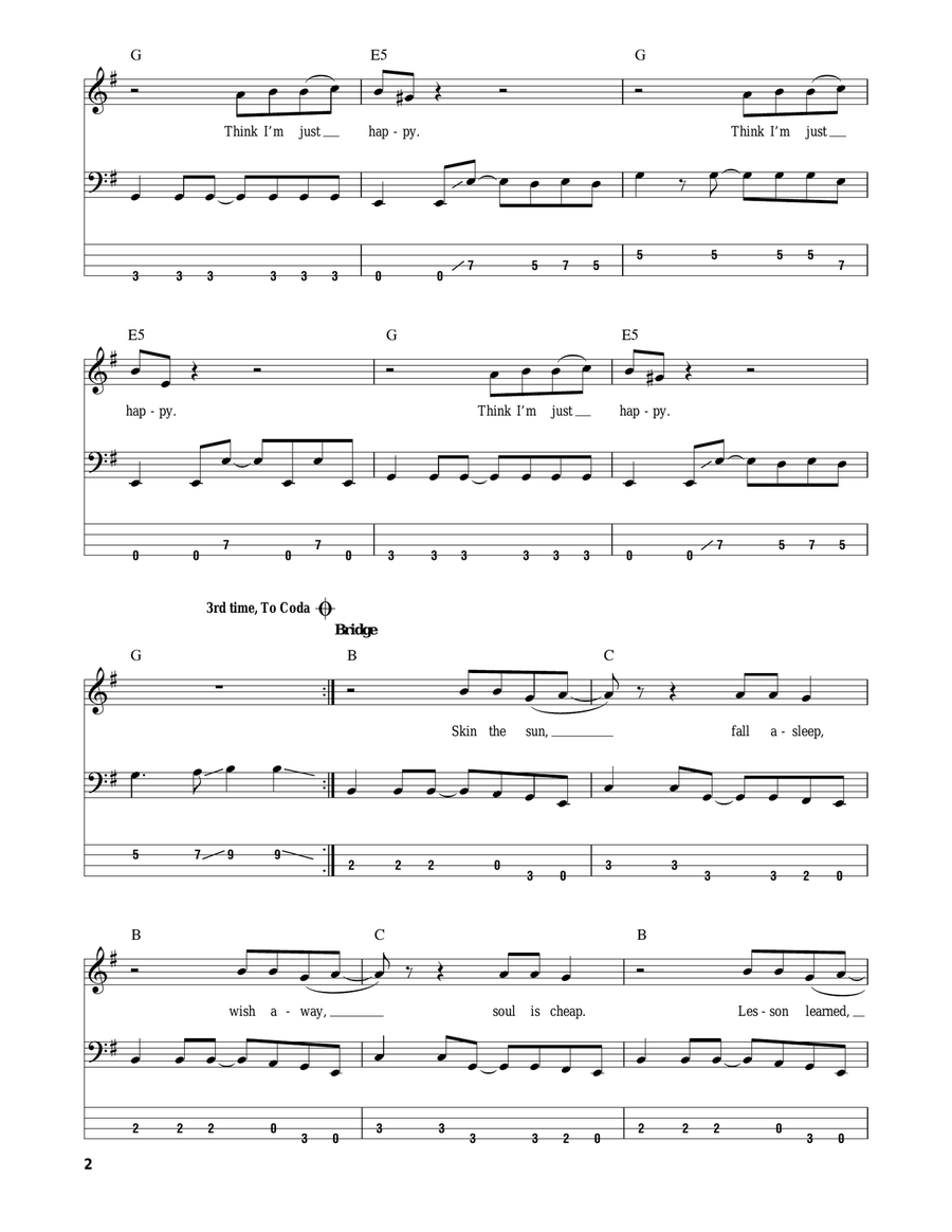 Dumb Dumb Bass Guitar Tablature scores gallery preview page 2