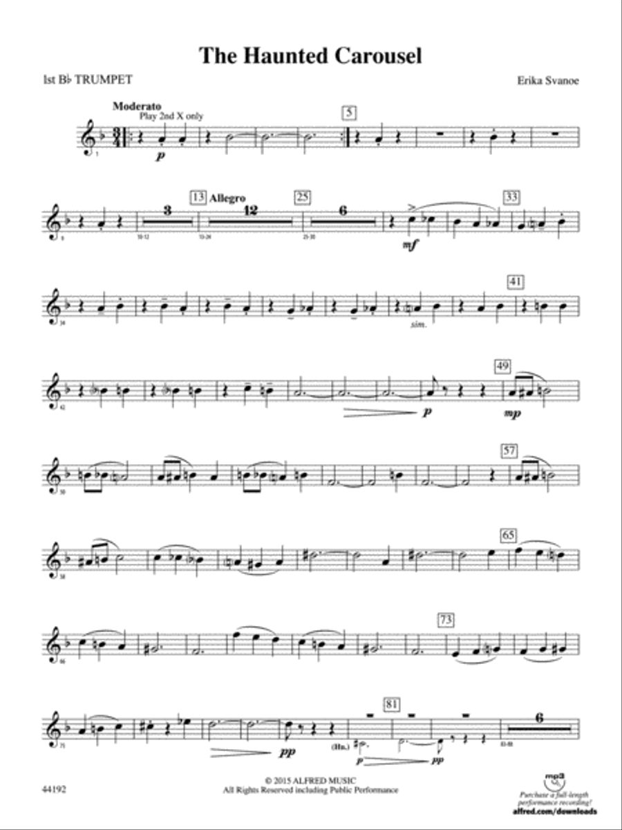 The Haunted Carousel: 1st B-flat Trumpet Concert Band scores gallery preview page 1